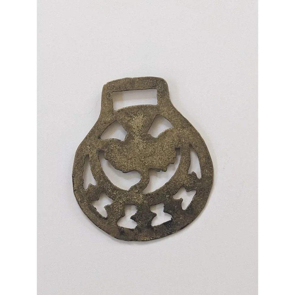 Vintage Brass Horse Medallion Scottish Scotch Thistle Flower Harness Tack 3.25
